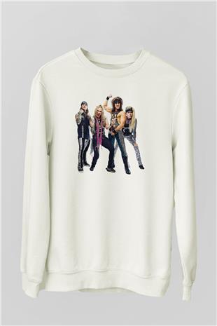 Steel Panther Baskılı Beyaz Unisex Sweatshirt