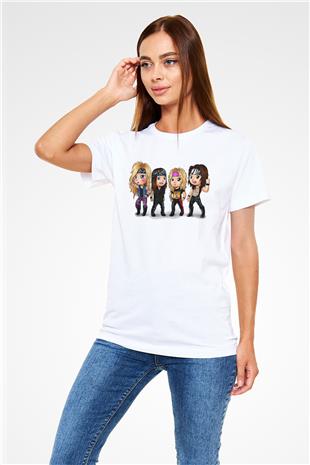 Steel Panther Baskılı Unisex Beyaz Tişört - Tshirt
