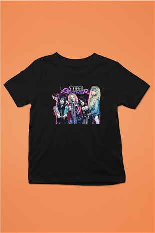 Steel Panther Baskılı Unisex Siyah Çocuk Tişört - Tshirt