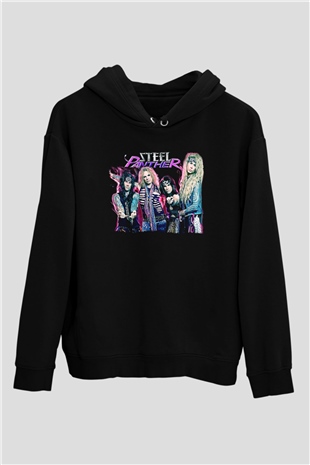 Steel Panther Baskılı Unisex Siyah Kapüşonlu Sweatshirt