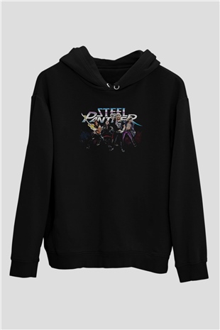 Steel Panther Baskılı Unisex Siyah Kapüşonlu Sweatshirt