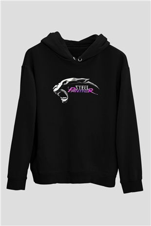 Steel Panther Baskılı Unisex Siyah Kapüşonlu Sweatshirt