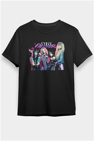Steel Panther Baskılı Unisex Siyah Tişört - Tshirt