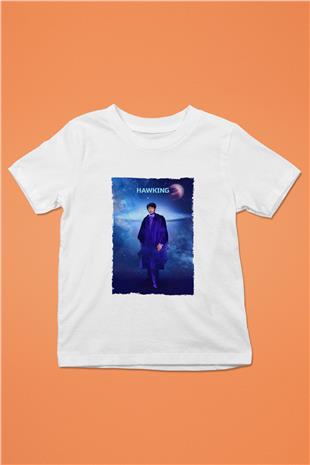 Stephen Hawking Baskılı Unisex Beyaz Çocuk Tişörtü - Tshirt