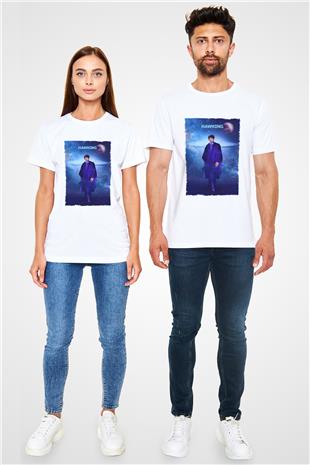 Stephen Hawking Baskılı Unisex Beyaz Tişört - Tshirt