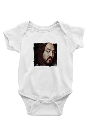 Steve Aoki Baskılı Beyaz Bebek Body - Zıbın