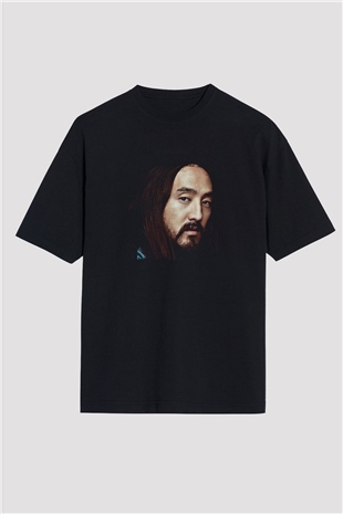 Steve Aoki Baskılı Unisex Oversize Siyah Tişört