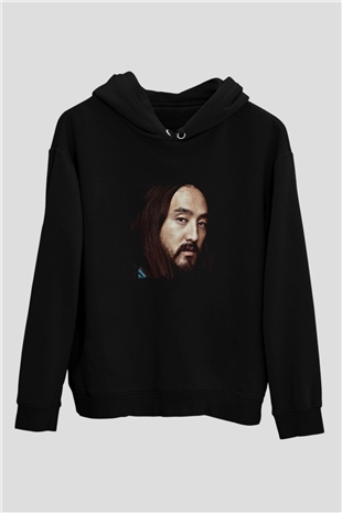 Steve Aoki Baskılı Unisex Siyah Hoodie