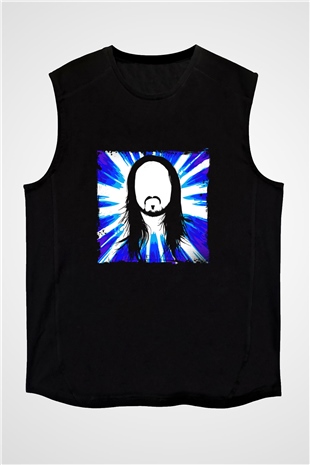 Steve Aoki Baskılı Unisex Siyah Kolsuz Tişört