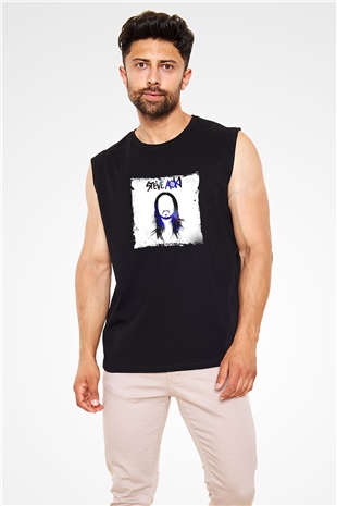 Steve Aoki Baskılı Unisex Siyah Kolsuz Tişört