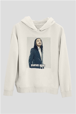 Steve Aoki Beyaz Unisex Kapüşonlu Sweatshirt