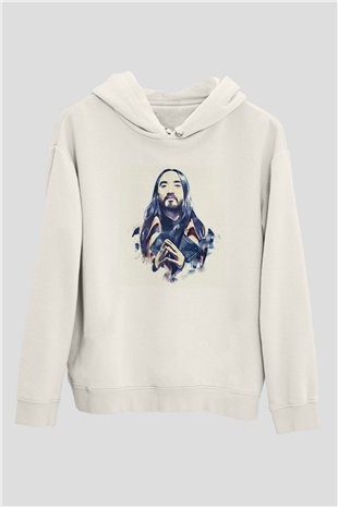 Steve Aoki Beyaz Unisex Kapüşonlu Sweatshirt