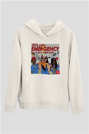 Steve Aoki Beyaz Unisex Kapüşonlu Sweatshirt