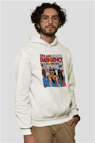 Steve Aoki Beyaz Unisex Kapüşonlu Sweatshirt