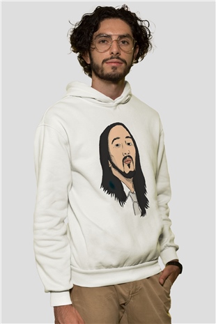 Steve Aoki Beyaz Unisex Kapüşonlu Sweatshirt
