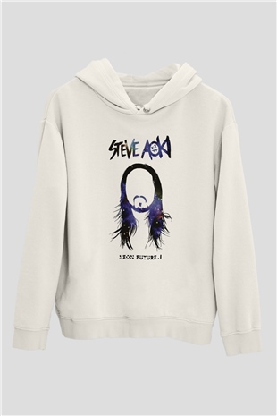 Steve Aoki Beyaz Unisex Kapüşonlu Sweatshirt