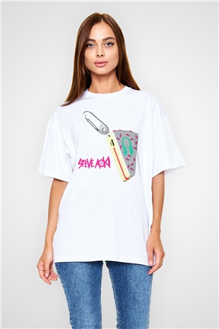 Steve Aoki Beyaz Unisex Oversize Tişört T-Shirt