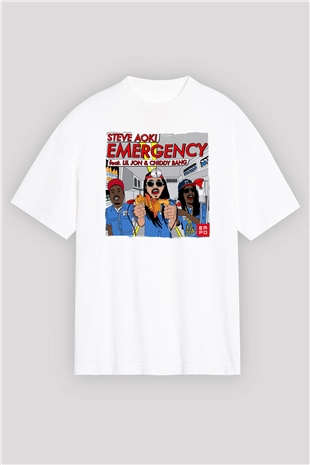 Steve Aoki Beyaz Oversize Tişört Oversize T-shirt - TişörtFabrikası