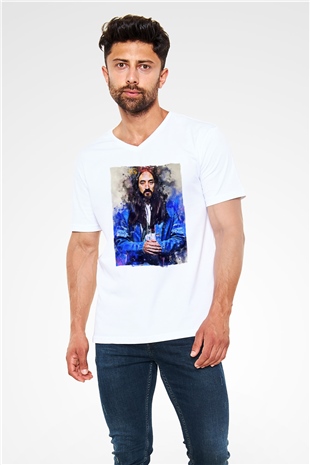 Steve Aoki Beyaz Unisex V Yaka Tişört