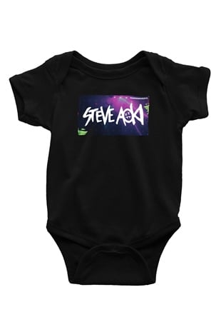 Steve Aoki Siyah Bebek Body - Zıbın
