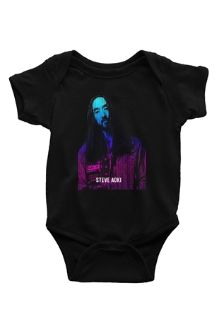 Steve Aoki Siyah Bebek Body - Zıbın