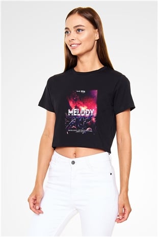 Steve Aoki Siyah Crop Top Tişört