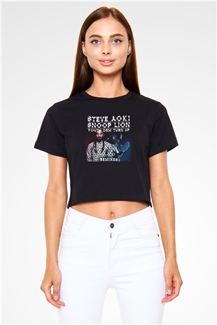 Steve Aoki Siyah  Crop Top Tişört