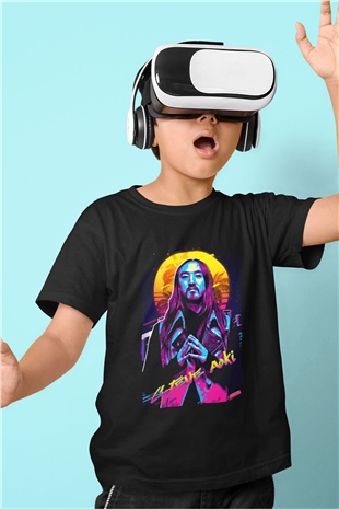 Steve Aoki Siyah Unisex Çocuk Tişört