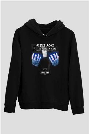 Steve Aoki Siyah Unisex Kapüşonlu Sweatshirt