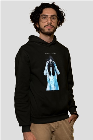 Steve Aoki Siyah Unisex Kapüşonlu Sweatshirt