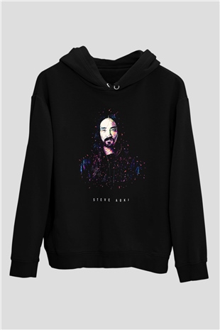 Steve Aoki Siyah Unisex Kapüşonlu Sweatshirt