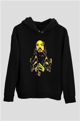 Steve Aoki Siyah Unisex Kapüşonlu Sweatshirt
