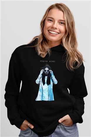 Steve Aoki Siyah Unisex Kapüşonlu Sweatshirt