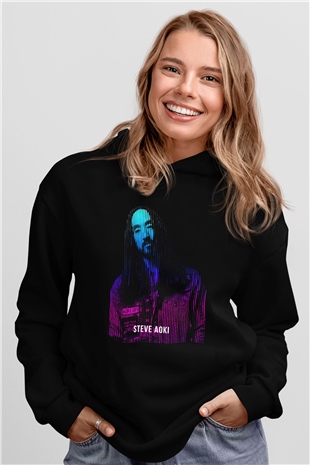 Steve Aoki Siyah Unisex Kapüşonlu Sweatshirt