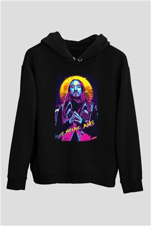 Steve Aoki Siyah Unisex Kapüşonlu Sweatshirt