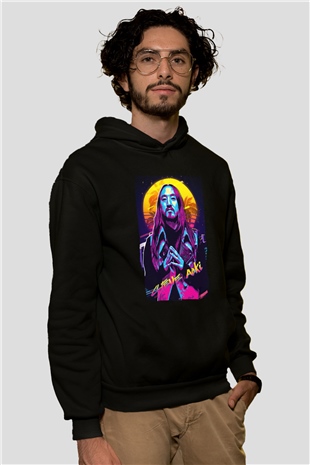 Steve Aoki Siyah Unisex Kapüşonlu Sweatshirt