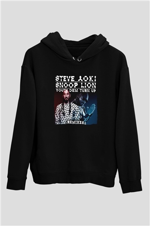 Steve Aoki Siyah Unisex Kapüşonlu Sweatshirt