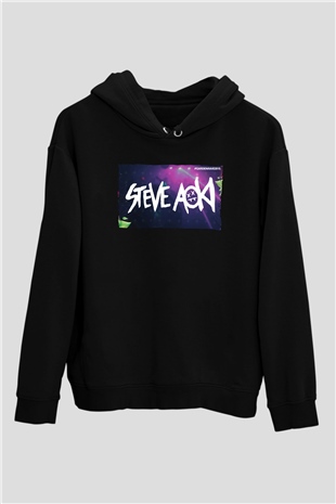 Steve Aoki Siyah Unisex Kapüşonlu Sweatshirt