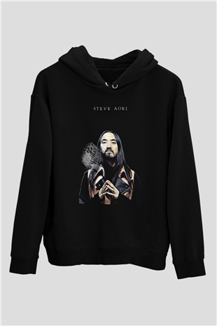 Steve Aoki Siyah Unisex Kapüşonlu Sweatshirt