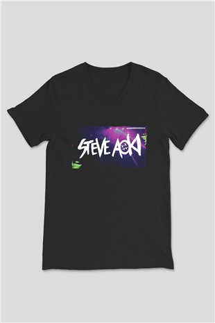 Steve Aoki Siyah Unisex V Yaka Tişört