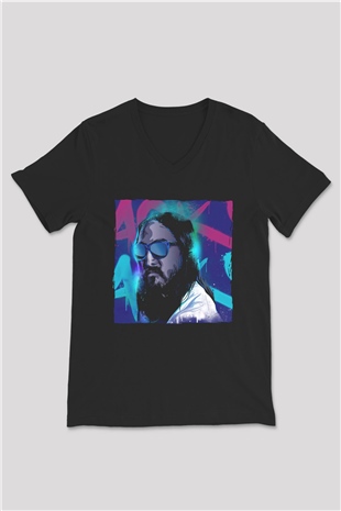 Steve Aoki Siyah Unisex V Yaka Tişört