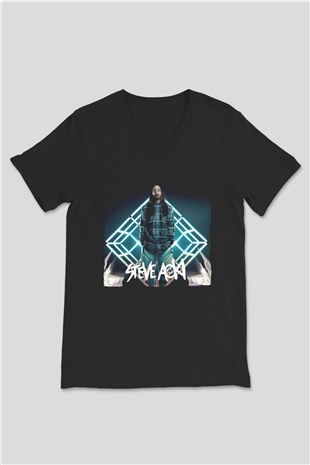 Steve Aoki Siyah Unisex V Yaka Tişört
