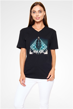Steve Aoki Siyah Unisex V Yaka Tişört