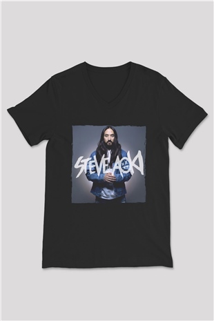 Steve Aoki Siyah Unisex V Yaka Tişört