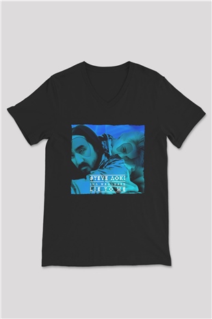 Steve Aoki Siyah Unisex V Yaka Tişört