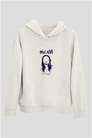 Steve AokiBaskılı Beyaz Hoodie