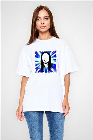 Steve AokiBaskılı Beyaz Oversize Tişört