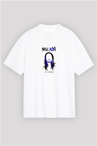 Steve AokiBaskılı Beyaz Oversize Tişört