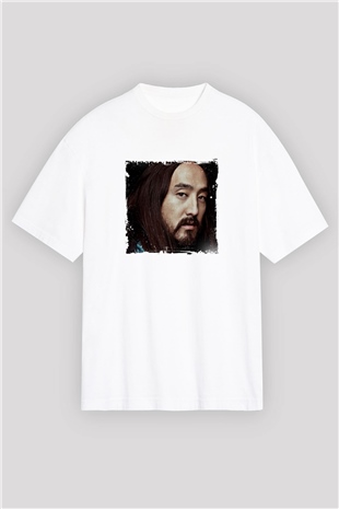 Steve AokiBaskılı Beyaz Oversize Tişört