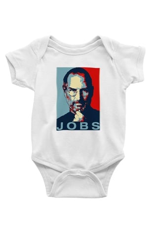 Steve Jobs Baskılı Beyaz Unisex Bebek Body - Zıbın